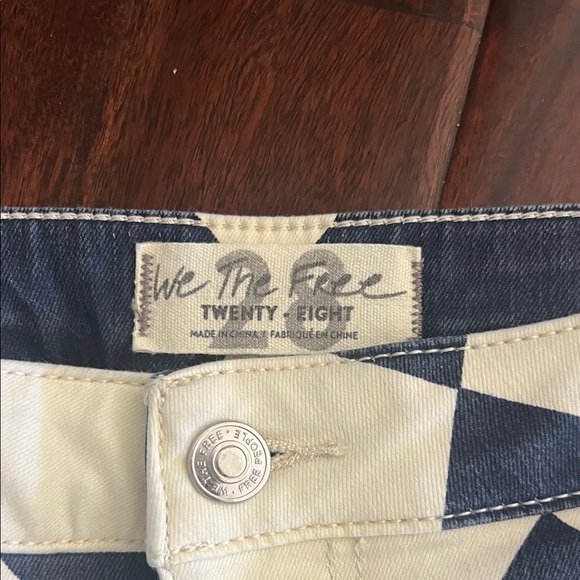 Free People Blue and White Checkered Flare Pants - Picture 3 of 4